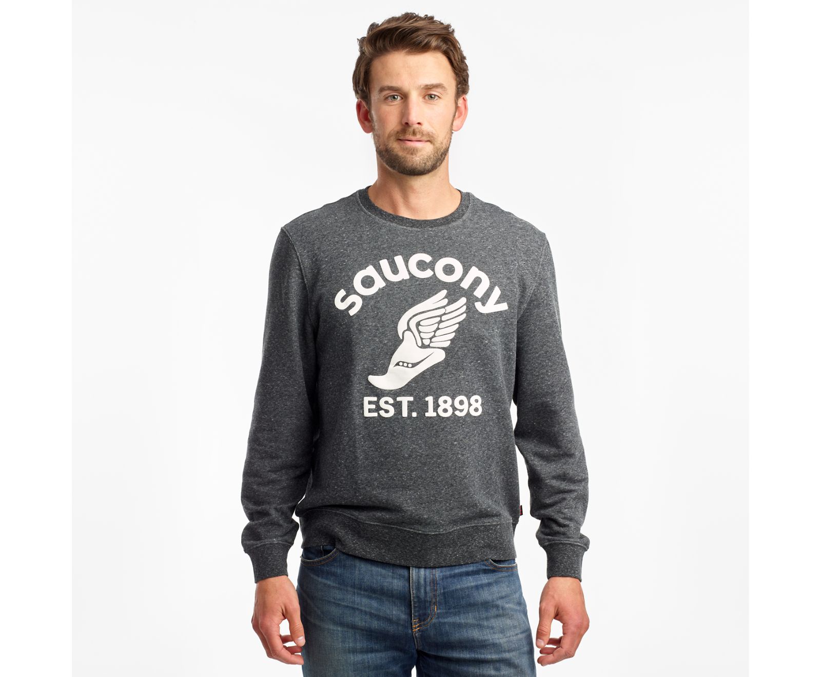 Saucony Rested Crewneck Men's Shirts Black | Canada 624MQZA